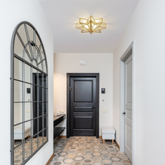 Aeyee Brass Flush Mount Ceiling Light - Star Shaped Lighting Fixture Bedroom Ceiling lamp with Glass Shade