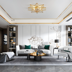 Aeyee Brass Flush Mount Ceiling Light - Star Shaped Lighting Fixture Bedroom Ceiling lamp with Glass Shade