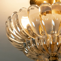 Aeyee Vintage Glass Flush Mount Ceiling Light, Petal Shape Ceiling Light Fixtures, Elegant Small Flush Chandelier for Hallway Entrance Kitchen