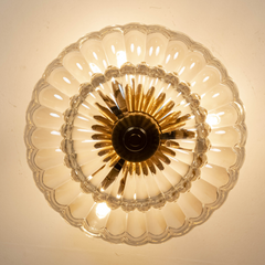 Aeyee Vintage Glass Flush Mount Ceiling Light, Petal Shape Ceiling Light Fixtures, Elegant Small Flush Chandelier for Hallway Entrance Kitchen