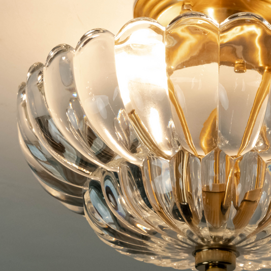 Aeyee Vintage Glass Flush Mount Ceiling Light, Petal Shape Ceiling Light Fixtures, Elegant Small Flush Chandelier for Hallway Entrance Kitchen