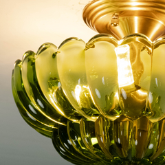 Aeyee Vintage Glass Flush Mount Ceiling Light, Petal Shape Ceiling Light Fixtures, Elegant Small Flush Chandelier for Hallway Entrance Kitchen