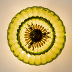 Aeyee Vintage Glass Flush Mount Ceiling Light, Petal Shape Ceiling Light Fixtures, Elegant Small Flush Chandelier for Hallway Entrance Kitchen