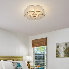 Aeyee Brass Flush Mount Ceiling Light, Vintage Frosted Glass Ceiling Lighting Fixture, 4 Lights Classic Ceiling Lamp