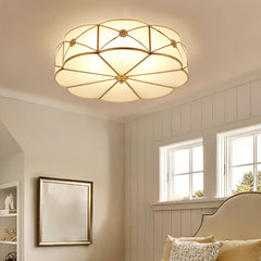 Aeyee Brass Flush Mount Ceiling Light, Frosted Glass Ceiling Mount Light, Round Ceiling Lamp, Classic Ceiling Lighting