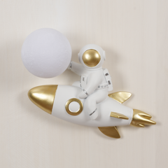 Aeyee Astronaut Wall Sconce, Modern Kid's Wall Lamp, Creative Wall Mounted Light with 3D Printed Lampshade for Children's Bedroom Boys Girls Nursery