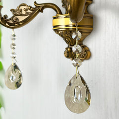 Aeyee Vintage Wall Sconce, Elegant Brass Wall Light, Crystal Floral Bedside Wall Lamp for Entrance, Bedroom, Hallway