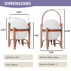 Aeyee Basket Table Lamp with Glass Shade, Modern Wood Bedside Lamp, Cute Night Light, Boho Style Desk Lamp for Bedroom Nightstand