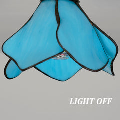 Aeyee Tiffany Style Pendant Light Fixtures, Stained Glass Hanging Light, Rustic Blue Chandelier, Art Deco Lighting for Dining Room Living Room