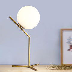 Aeyee Modern Bedside Lamp, Cute Night Light with Globe Shade, Mid Century Glass Ball Table Lamp for Bedroom Nightstand