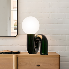 Aeyee Modern Globe Glass Table Lamp, Decorative Art Decor Night Light, Cute Bedside Desk Lamp for Bedroom Living Room Office