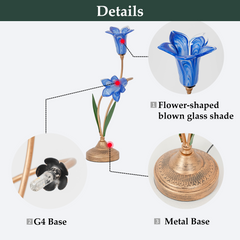 Aeyee Classic Style Table Lamp with Flower Glass Shade, Elegant Flower Night Light, Art Deco Accent Table Lamp for Bedroom Living Room