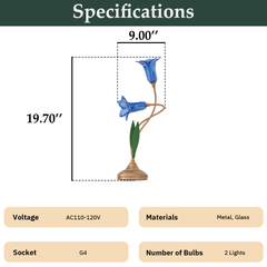 Aeyee Classic Style Table Lamp with Flower Glass Shade, Elegant Flower Night Light, Art Deco Accent Table Lamp for Bedroom Living Room