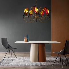 Aeyee Tiffany Style Chandelier Stained Glass Pendant Light Fixture Parrot Chandelier Vintage Glass Hanging Light for Dining Room Living Room Foyer