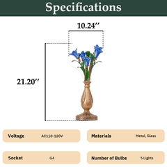 Aeyee Classic Style Table Lamp with Flower Glass Shade, Elegant Flower Night Light, Art Deco Accent Table Lamp for Bedroom Living Room