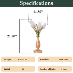 Aeyee Classic Style Table Lamp with Flower Glass Shade, Elegant Flower Night Light, Art Deco Accent Table Lamp for Bedroom Living Room