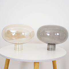 Aeyee Mushroom Shape Bedside Lamp with Marble Base, Glass Table Lamp, Small Night Light for Bedroom Office Nightstand