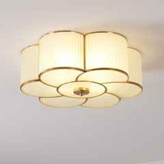 Aeyee Brass Flush Mount Ceiling Light, Vintage Frosted Glass Ceiling Lighting Fixture, 4 Lights Classic Ceiling Lamp