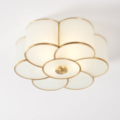Aeyee Brass Flush Mount Ceiling Light, Vintage Frosted Glass Ceiling Lighting Fixture, 4 Lights Classic Ceiling Lamp