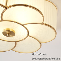 Aeyee Brass Flush Mount Ceiling Light, Vintage Frosted Glass Ceiling Lighting Fixture, 4 Lights Classic Ceiling Lamp