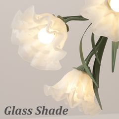 Aeyee Flower Glass Chandelier Classic Pendant Light Fixture, Modern Green Hanging Lamp for Girls Bedroom Living Room