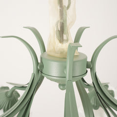 Aeyee Flower Glass Chandelier Classic Pendant Light Fixture, Modern Green Hanging Lamp for Girls Bedroom Living Room