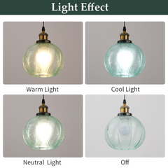 Aeyee Modern Plug in Pendant Light Fixture Glass Globe Hanging Light Green Glass Pendant Lamp with 12.47ft Cord Mid Century Pendant Lighting for Living Room Bedroom