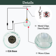 Aeyee Modern Plug in Pendant Light Fixture Glass Globe Hanging Light Green Glass Pendant Lamp with 12.47ft Cord Mid Century Pendant Lighting for Living Room Bedroom