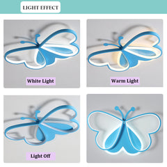 Aeyee Butterfly Flush Mount Ceiling Light, Dimmable Children's Bedroom Ceiling Light Fixture, 19.6'' Cartoon LED Ceiling Lamp