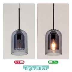 Aeyee Modern Glass Pendant Light Fixture, Double Glass Hanging Light, Adjustable Ceiling Pendant Light for Bedroom Kitchen Island