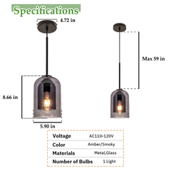 Aeyee Modern Glass Pendant Light Fixture, Double Glass Hanging Light, Adjustable Ceiling Pendant Light for Bedroom Kitchen Island
