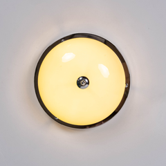 Aeyee Mid Century Glass Ceiling Light Fixtures, 15.7 inch Cream Colored Glass Ceiling lamp, Modern and Antique Round Semi Flush Mount Ceiling Light for Bedroom, Kitchen, Hallway
