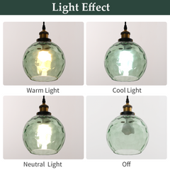 Aeyee Modern Plug in Pendant Light Fixture Glass Globe Hanging Light Green Glass Pendant Lamp with 12.47ft Cord Mid Century Pendant Lighting for Living Room Bedroom