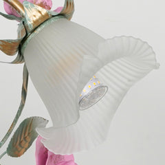 Aeyee Floral Table Lamp, Elegant Bedside Nightstand Lamps with Glass Shade, Girls Night Light for Small Desk Bedroom Living Room