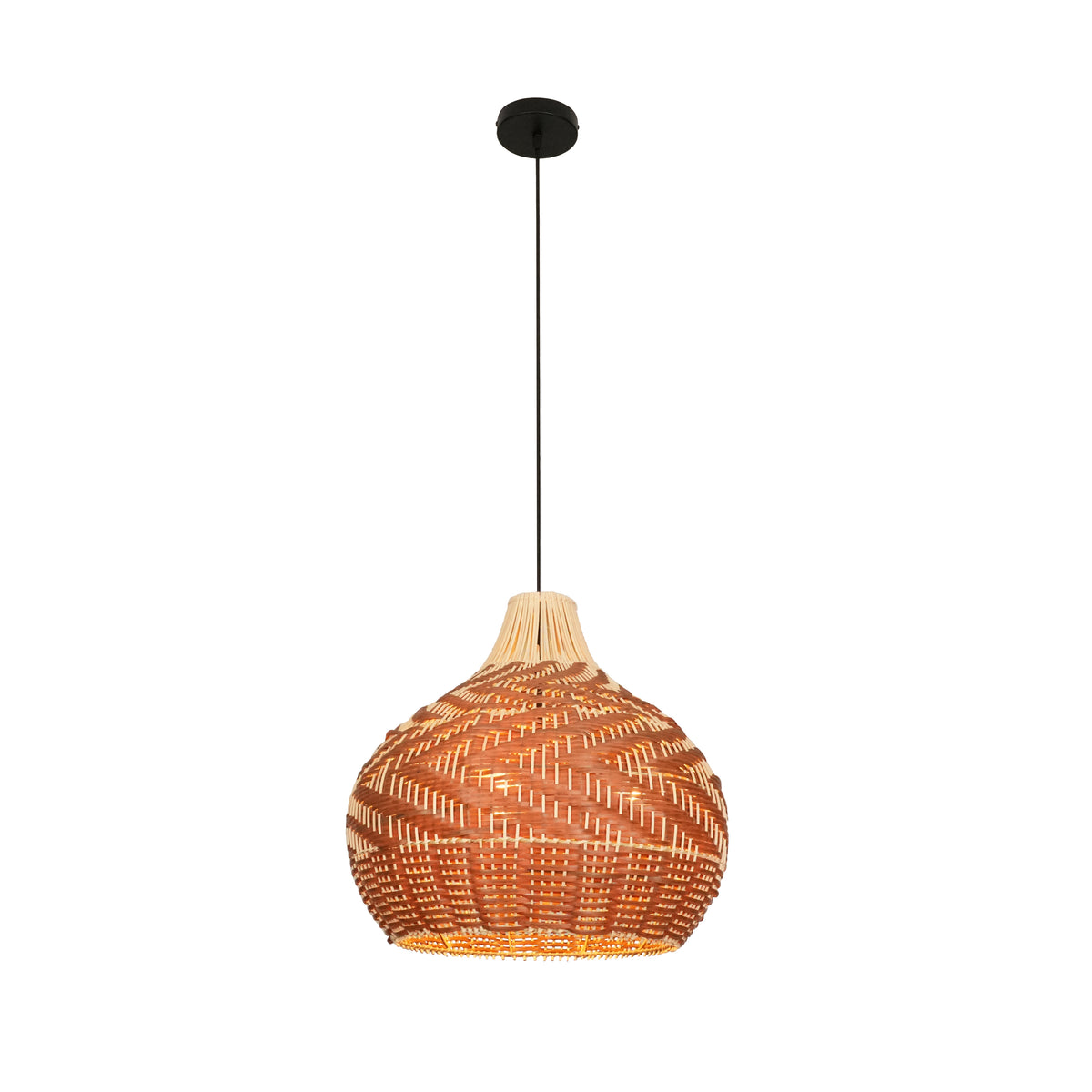 Rattan Pendant Light Fixtures, Boho Design Basket Weave Hanging Light with Brown Synthetic Rattan, Woven Rattan Chandelier