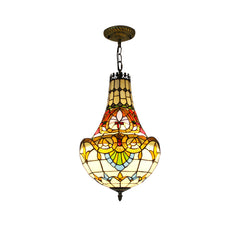 Aeyee Tiffany Pendant Light Fixture, Stained Glass Hanging Light, Victorian Style Chandeliers for Living Room Entryway Foyer