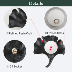 Aeyee Mid-Century Modern Wall Sconce Ginkgo Leaf Shape Wall Light Textured Base Decorative Hardwired Wall Mounted Lighting for Bedroom Living Room Corridor