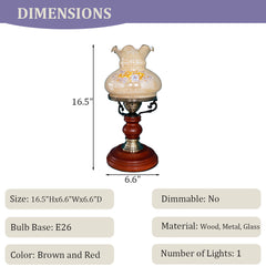 Aeyee Classic Table Lamp, Mid Century Bedside Lamp with Wood Base, Victorian Decor, Elegant Desk Lamp for Bedroom Nightstand