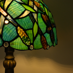Aeyee Tiffany Style Table Lamp, Stained Glass Desk Lamp, Vintage Dragonfly Night Light, 11.8 Inch Reading Light with Handmade Lampshade