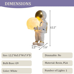 Aeyee Astronaut Table Lamp Cute Space Lamp Spaceman Bedside Lamp 3D Moon Space Decor Kids Night Light for Bedroom