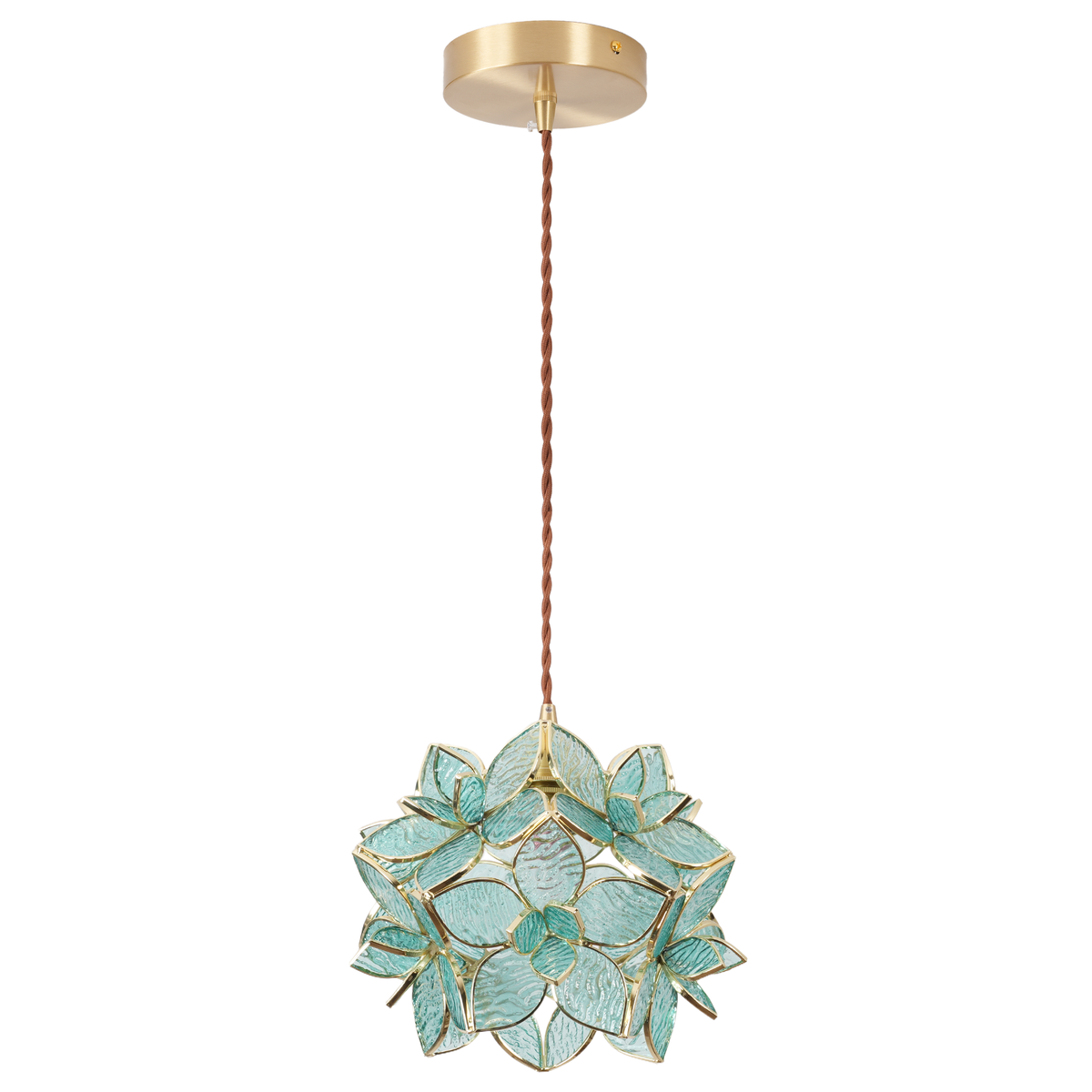 Aeyee Tiffany Style Pendant Light Fixture, Stained Glass Hanging Lamp, Flower Pendant Light, Vintage Lighting with Handmade Lampshade for Kitchen Island Dining Room