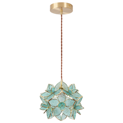 Aeyee Tiffany Style Pendant Light Fixture, Stained Glass Hanging Lamp, Flower Pendant Light, Vintage Lighting with Handmade Lampshade for Kitchen Island Dining Room