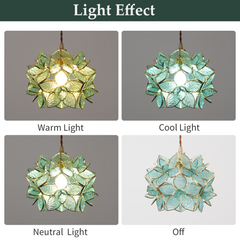 Aeyee Tiffany Style Pendant Light Fixture, Stained Glass Hanging Lamp, Flower Pendant Light, Vintage Lighting with Handmade Lampshade for Kitchen Island Dining Room
