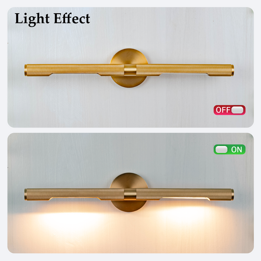 Aeyee Mid-Century Brass Picture Light Hardwired Art Light Rotatable Wall Sconce Elegant Gallery Bathroom Picture Light Art Deco Wall Lightfor Prints and Paintings, Bulbs Included