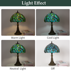 Aeyee Tiffany Style Table Lamp, Stained Glass Desk Lamp, Vintage Dragonfly Night Light, 11.8 Inch Reading Light with Handmade Lampshade