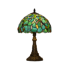 Aeyee Tiffany Style Table Lamp, Stained Glass Desk Lamp, Vintage Dragonfly Night Light, 11.8 Inch Reading Light with Handmade Lampshade