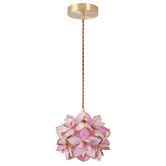Aeyee Tiffany Style Pendant Light Fixture, Stained Glass Hanging Lamp, Flower Pendant Light, Vintage Lighting with Handmade Lampshade for Kitchen Island Dining Room