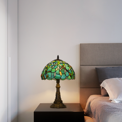 Aeyee Tiffany Style Table Lamp, Stained Glass Desk Lamp, Vintage Dragonfly Night Light, 11.8 Inch Reading Light with Handmade Lampshade