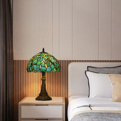 Aeyee Tiffany Style Table Lamp, Stained Glass Desk Lamp, Vintage Dragonfly Night Light, 11.8 Inch Reading Light with Handmade Lampshade