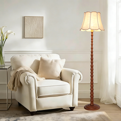 Aeyee Rustic Solid Wood Floor Lamp Boho Style Standing Lamp Natural Real Wood Reading Light Farmhouse Corner Lamp for Living Room Bedroom Office